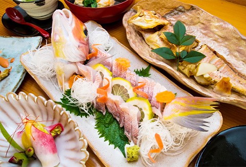 萩の甘鯛の刺身盛り合わせ
